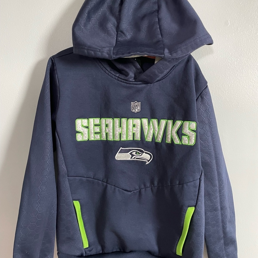 Seattle Seahawks NFL Team Apparel Kids Navy embroidered Hoodie size youth medium